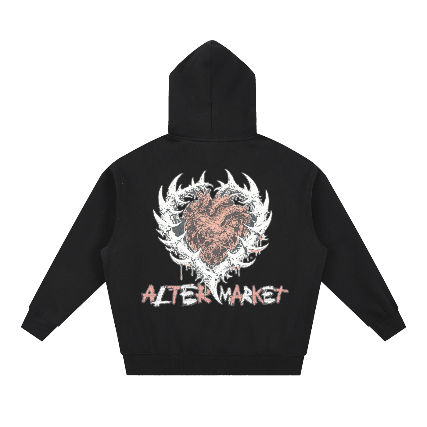 Hearts and Bones Hoodie - Jet Black
