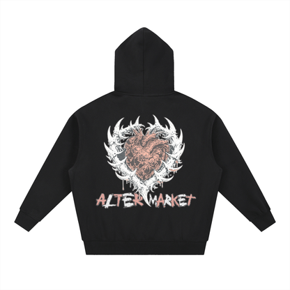 Hearts and Bones Hoodie - Jet Black
