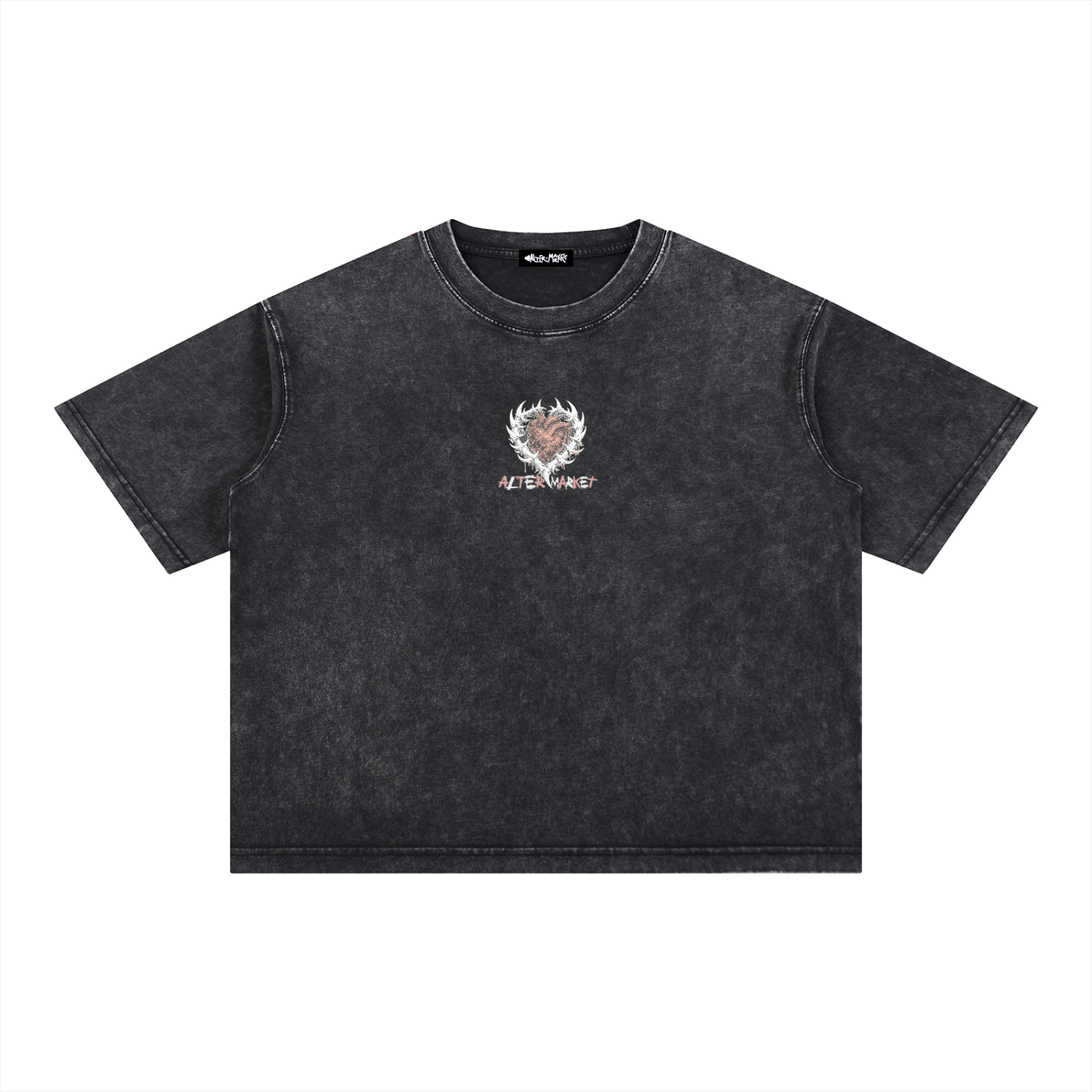 Hearts and Bones Tee - Obsidian Wash