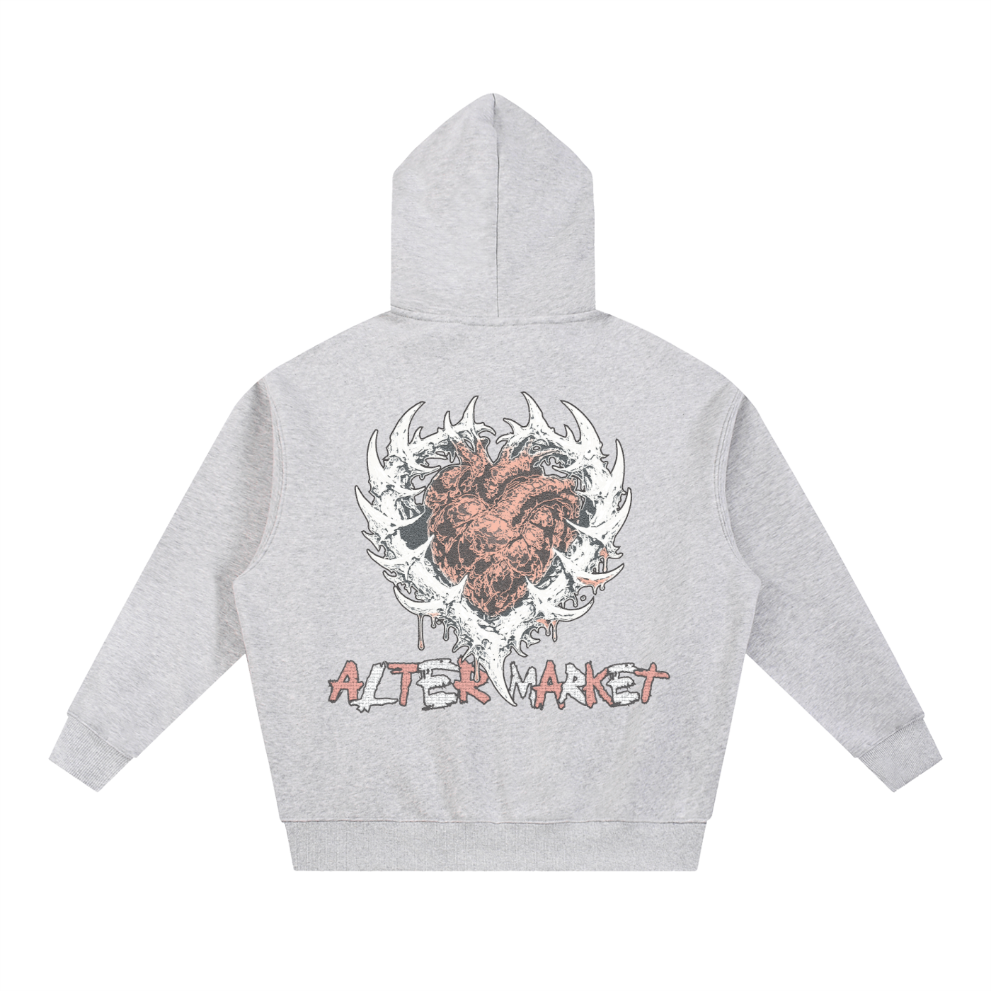 Hearts and Bones Hoodie - Heather Grey