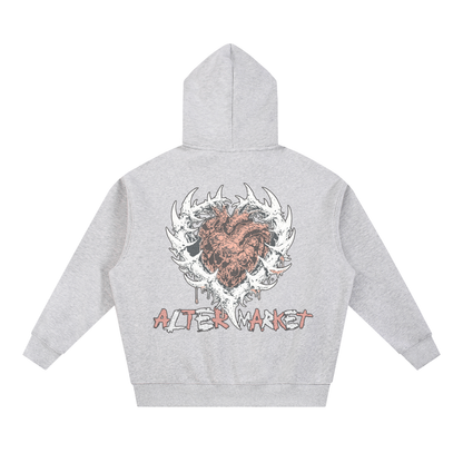 Hearts and Bones Hoodie - Heather Grey
