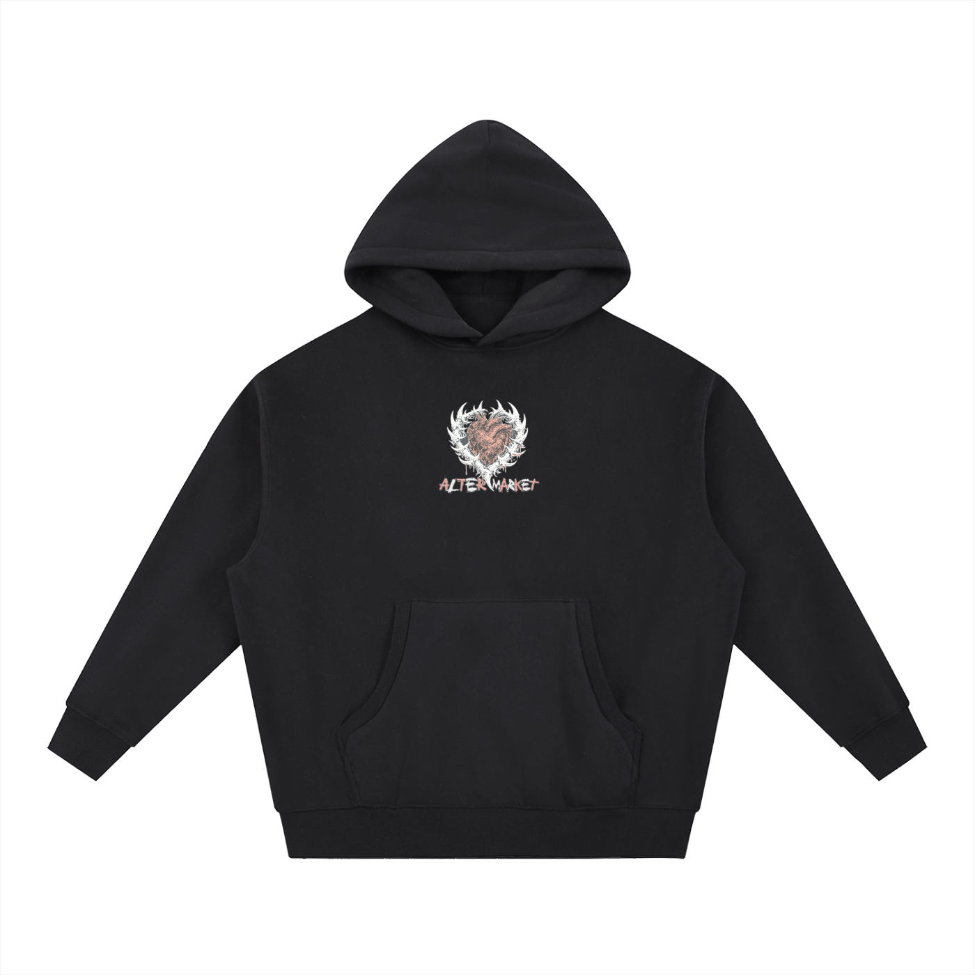 Hearts and Bones Hoodie - Jet Black