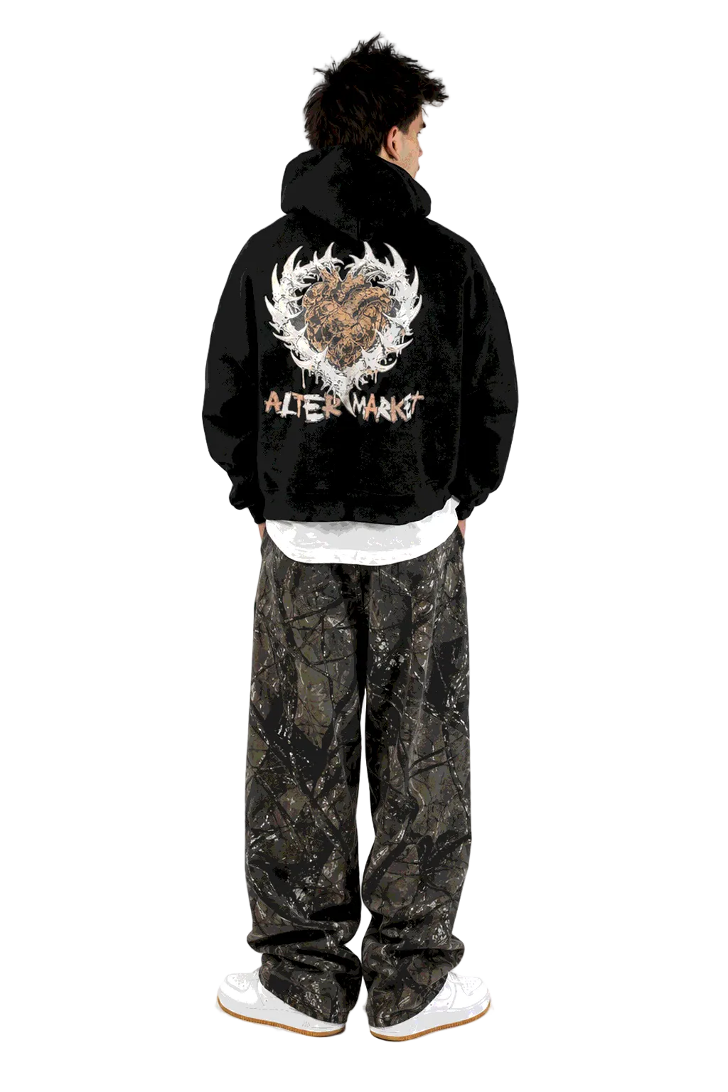 Hearts and Bones Hoodie - Jet Black