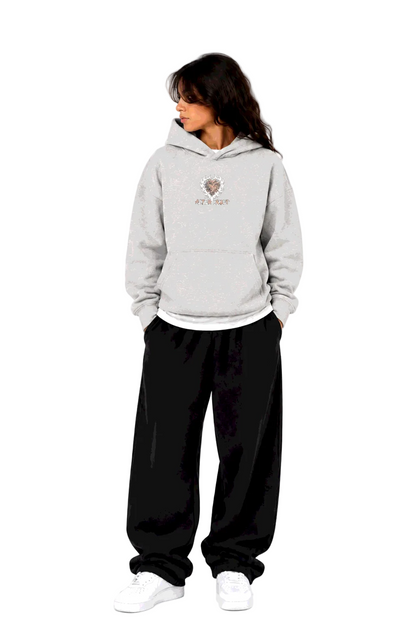 Hearts and Bones Hoodie - Heather Grey