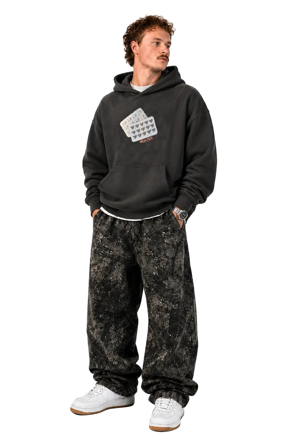 Monochrome Love Dose Hoodie - Stone Grey