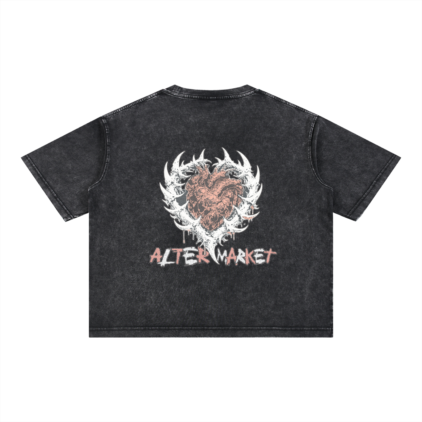 Hearts and Bones Tee - Obsidian Wash