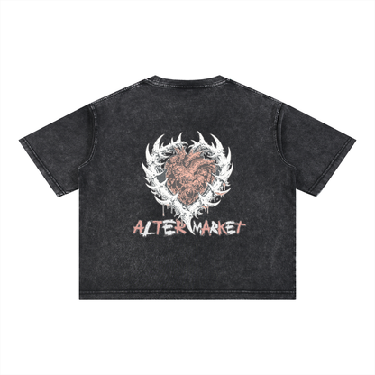 Hearts and Bones Tee - Obsidian Wash